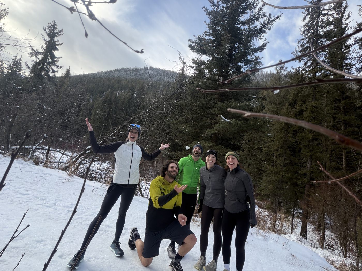 Rendezvous Run Club group snowball fight